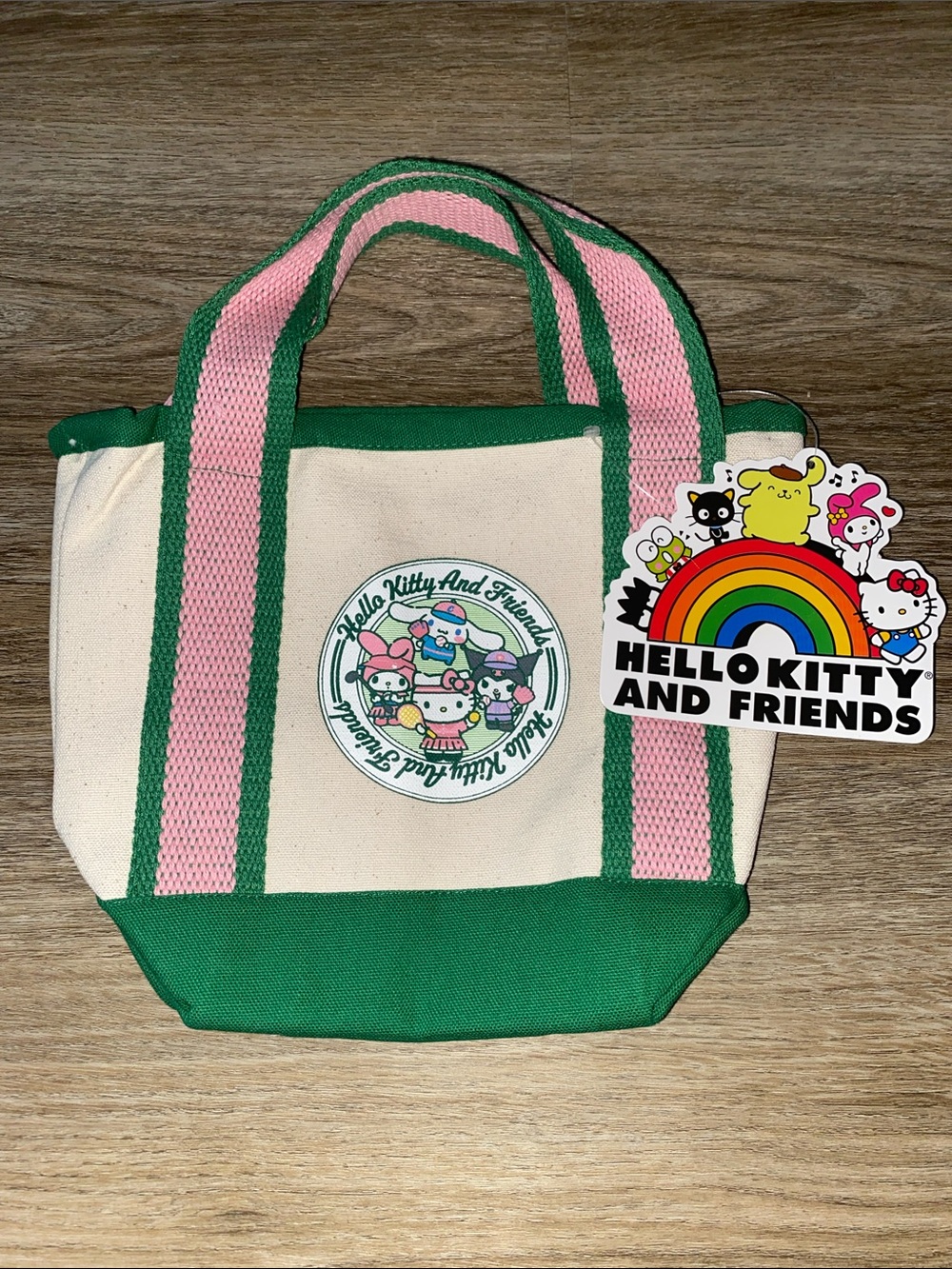 Sanrio Canvas Mini Tote with Green and Pink Handles